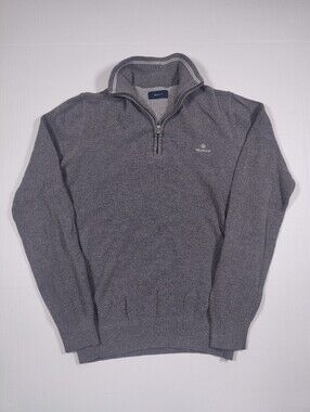 Gant Men's Light Gray 100% Cotton Quarter Zip Size S